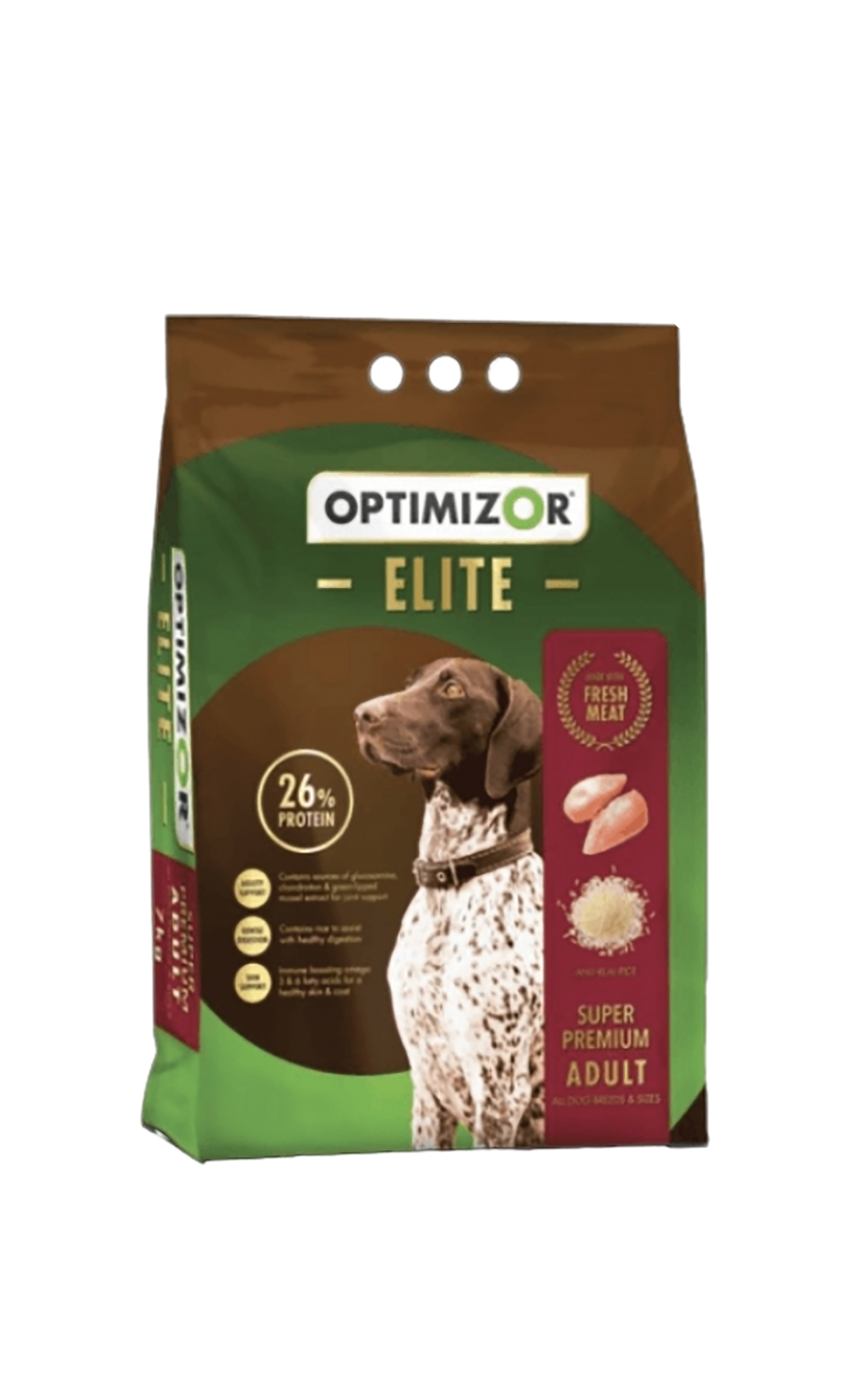 Optimizor Elite Adult chicken and Rice (26% Rcp) Inc. Fresh meat - 18 Kg